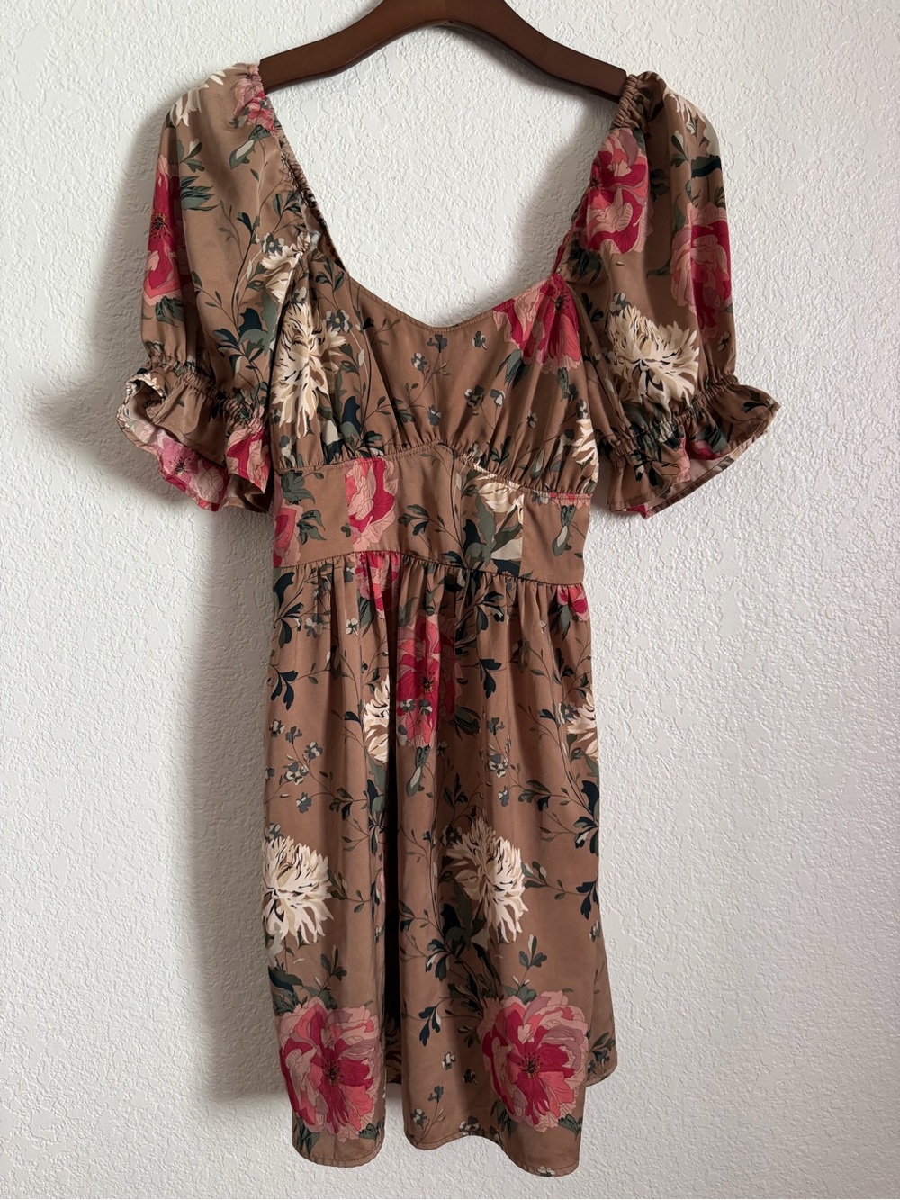 Love Tree Cottagecore Floral Mini Dress Puff Sleeves Size S